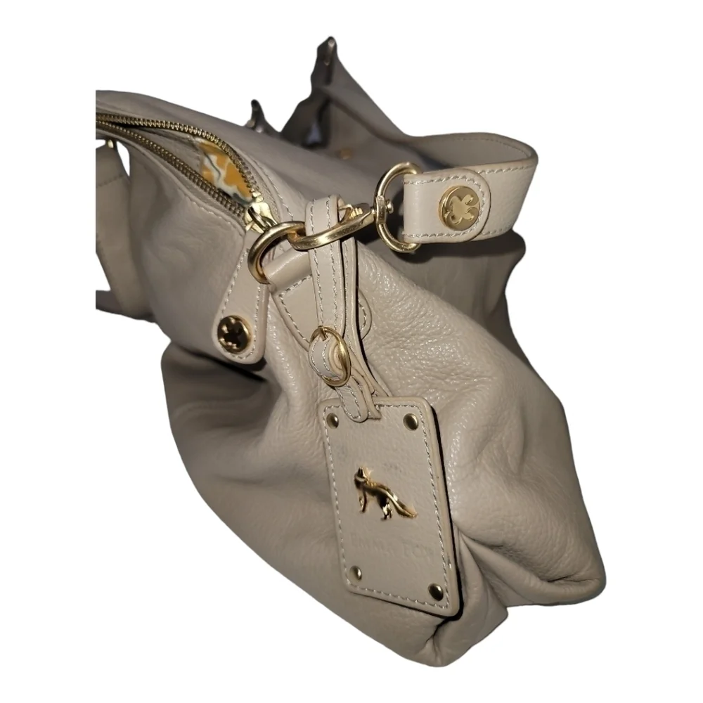 Emma Fox Dressage Kiss Lock Hobo Bag Cream Gold Hardware Lined
